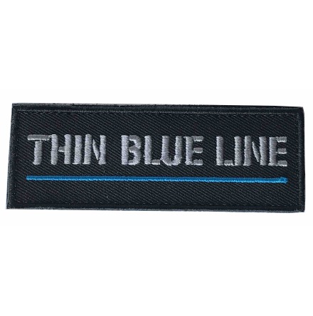 Tygmärke Thin blue line grå text