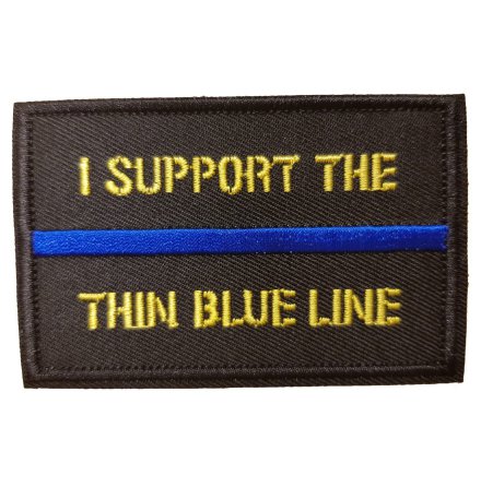 Tygmärke &quot;I support the thin blue line&quot; med kardborre